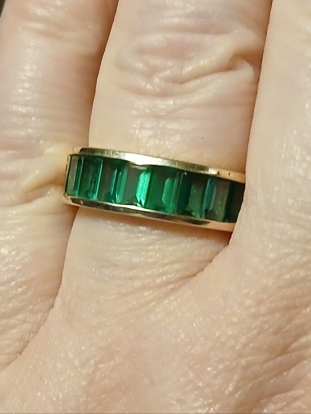 Peoples Jewellers Created Emerald Baguette Vermeil Band Ring 925 Size 9
